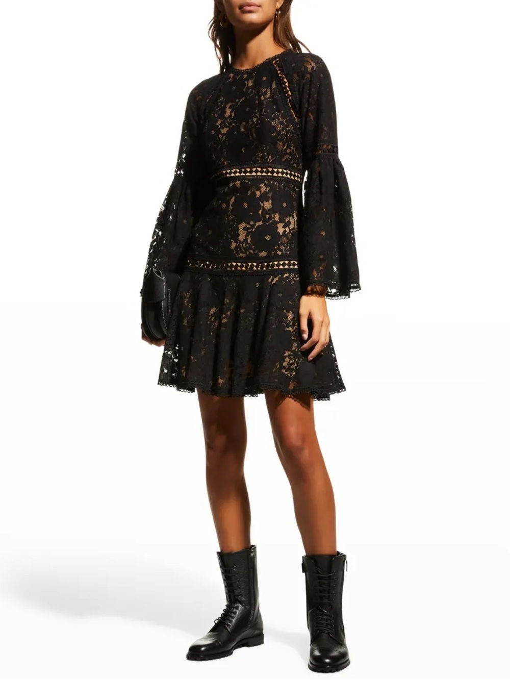 Michael Kors Black Lace Bell Sleeve Dress